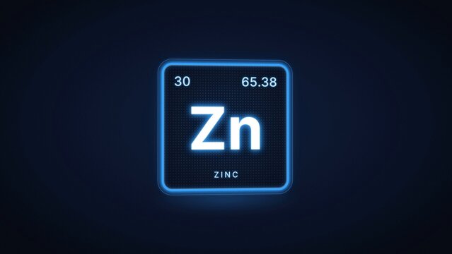 Zinc chemical element periodic table tile with atomic number 30