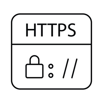 Secure Connection Icon. A clear, vector graphic represents a secure HTTPS connection with a lock symbol, indicating safety and privacy online.