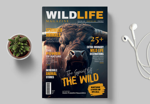 Wild Life Magazine Cover Page Template Layout
