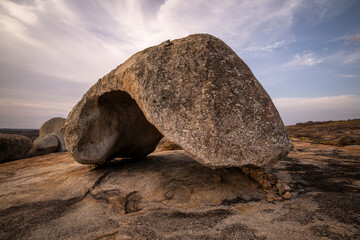 beautiful view to big rocky boulder over plateau © Cavan