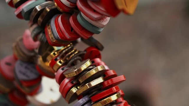 Red heart shaped padlocks symbolizing love and commitment