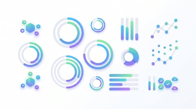 Modern business infographic elements with colorful data charts and