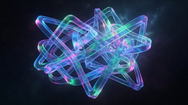 Holographic Impossible Ribbon Maze Futuristic 3D Abstract Art