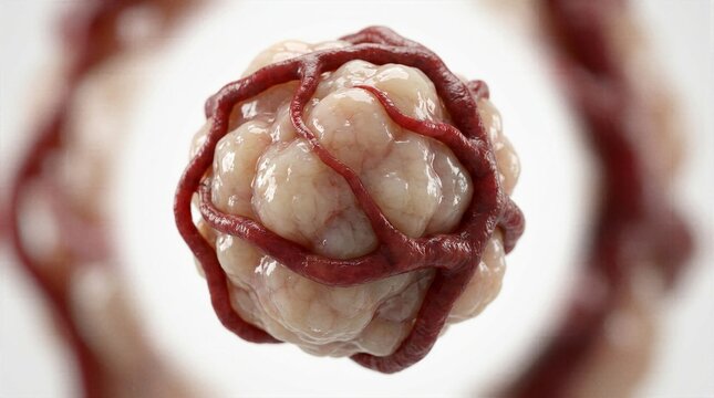Microscopic growing tumor cell cluster with angiogenesis