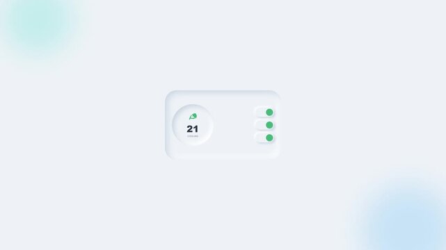 Minimal user settings dashboard animation with profile icon and green control indicators, ideal for account management, privacy settings, system preferences, app configuration, smart controls