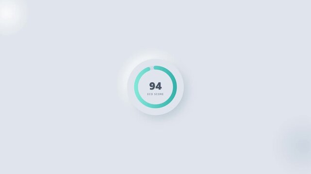 Circular 94 percent health score progress animation with clean minimal interface, suitable for fitness tracking, health monitoring, performance analytics, wellness apps, medical dashboards, and digita