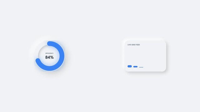 Blue Circular Progress 84 Percent Dashboard Animation with Minimal UI Card, Modern Loading Indicator for Data Analytics, Download, Upload, Business App, Software and Technology Interface