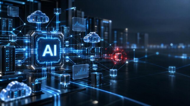 Artificial intelligence network infrastructure with cloud computing concept