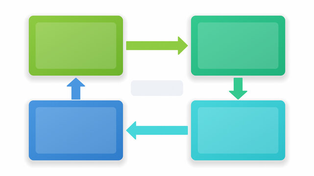 Four step cycle business process chart infographic vector diagram template with arrows and cards