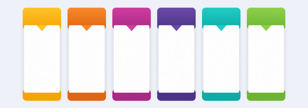 Colorful infographic design template with six vertical blank banners for business presentation vector