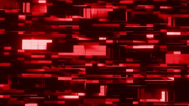 Digital glitch line with static noise and glow effect on black background. Abstract digital featuring horizontal glitch line block glow.