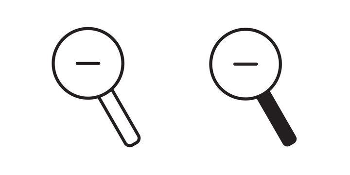 Zoom out icon flat outline in black