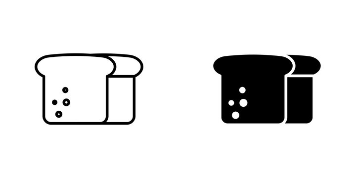 White bread icon flat outline in black