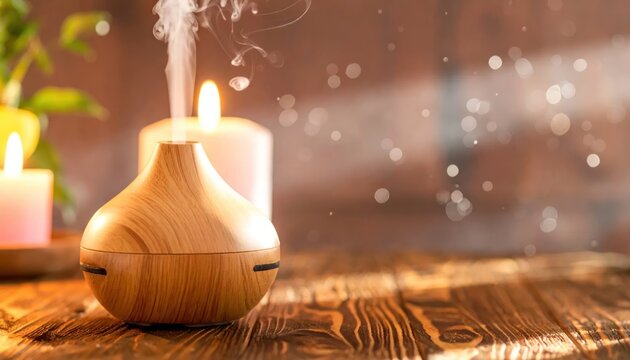 Aromatherapy Diffuser with Candles Creating a Relaxing Atmosphere.