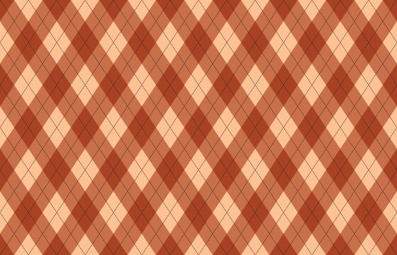 Argyle pattern seamless background. Elegant diamond pattern in terracotta and peach for tablecloth, table linen, pillow
