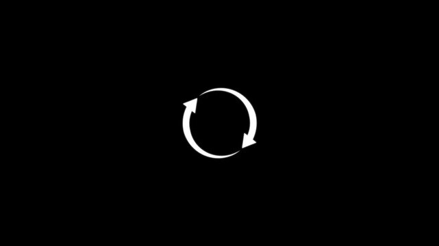 Circular refresh reload icon animation with rotating arrows. Animated rotating circular arrow for loading process update and reload refresh buffer spinning icon.