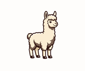 Fototapeta premium Cute Llama Illustration Character Standing Isolated on White Background