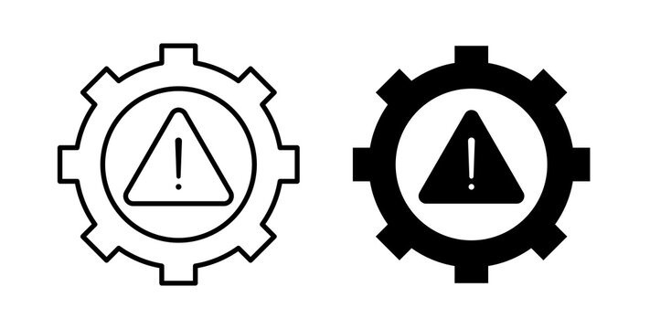 Technical warning icon flat outline in black