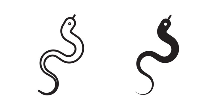 Snake icon flat outline in black