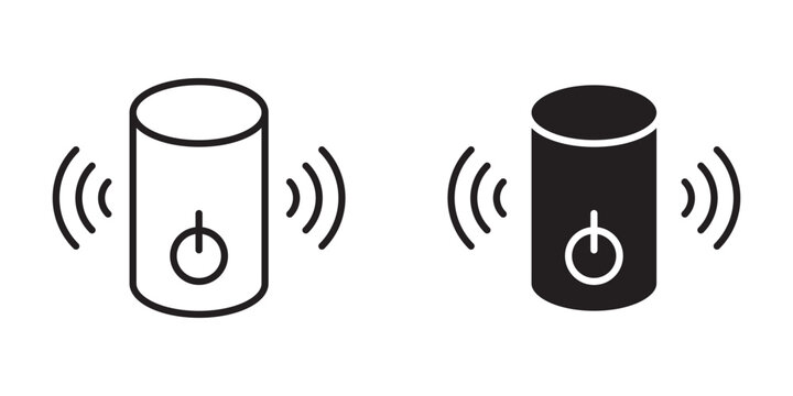 Smart speaker icon flat outline in black