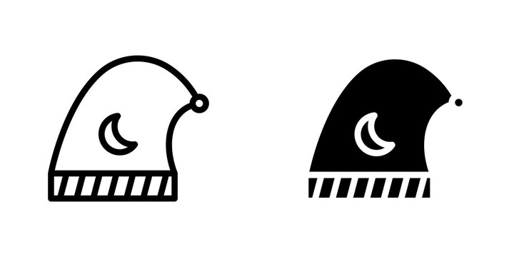 Sleeping hat icon flat outline in black