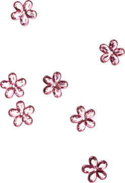 Pink Shiny Metallic Scattered Flowers Decoration