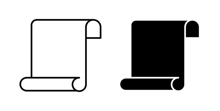Scroll icon flat outline in black