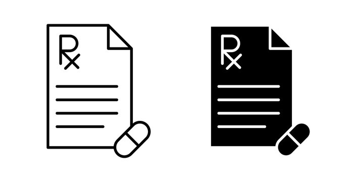 RX icon flat outline in black