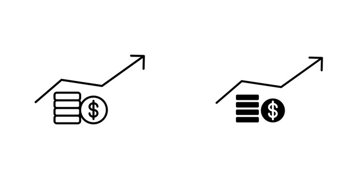 Revenue icon flat outline in black