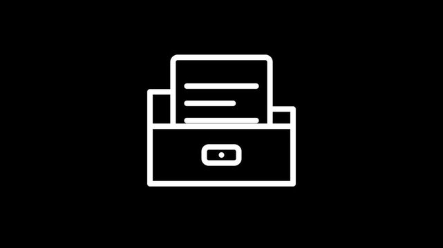 Animated 2D Flat Folder Archive Document Sync Icon Seamless Loop on Solid Black Background