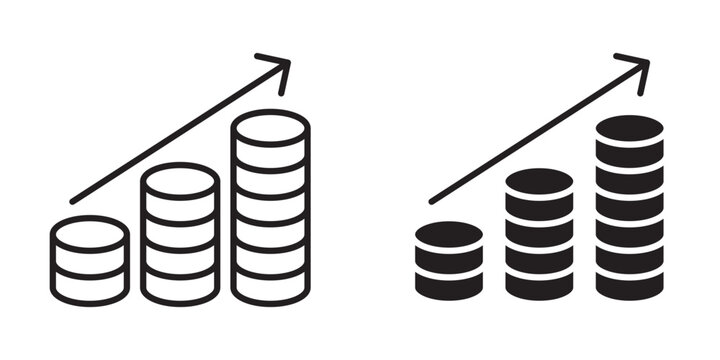 Revenue icon flat outline in black