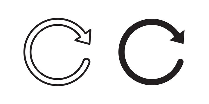 Reset icon flat outline in black