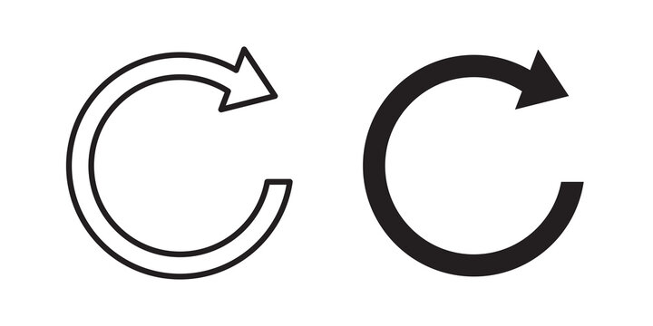 Reset icon flat outline in black