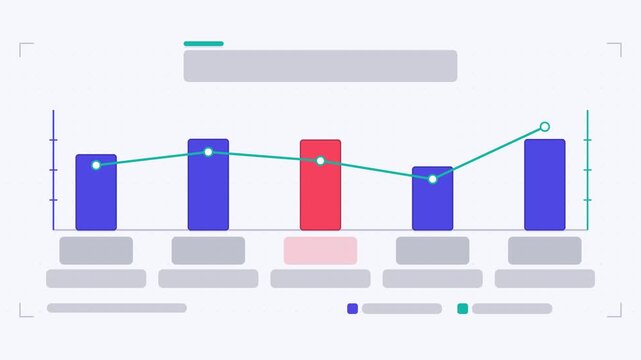Animated dual axis infographic in a modern flat vector style, bars line in a smooth 4K loop. Blank text placeholders and blue and azure accents sit on a bright light background so headings and numbers