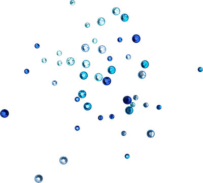 Blue Shiny Metallic Scattered Rhinestones Decoration