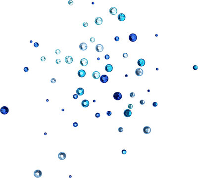 Blue Shiny Metallic Scattered Rhinestones Decoration