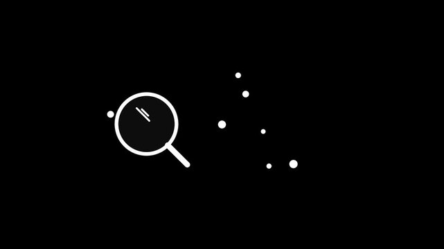 Animated 2D Flat Magnifying Glass Search Discover Icon Seamless Loop on Solid Black Background