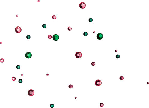 Red And Green Shiny Metallic Scattered Rhinestones Decoration