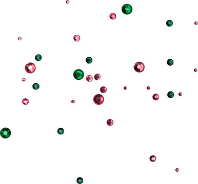 Red And Green Shiny Metallic Scattered Rhinestones Decoration