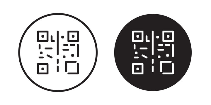 Qrcode icon flat outline in black