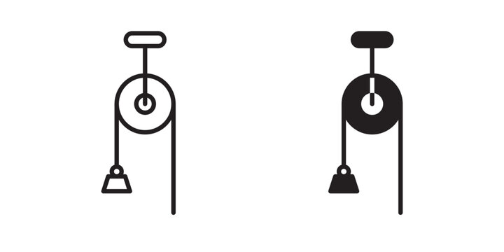 Pulley icon flat outline in black