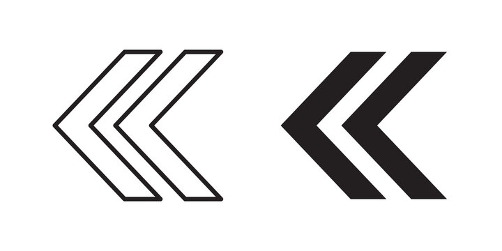 Previous arrow icon flat outline in black