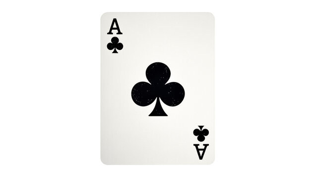Ace of clubs playing card textured black symbol, isolated on transparent background