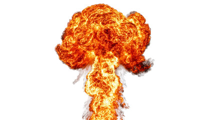 Massive fiery explosion with smoke plume, isolated on transparent background © Hans