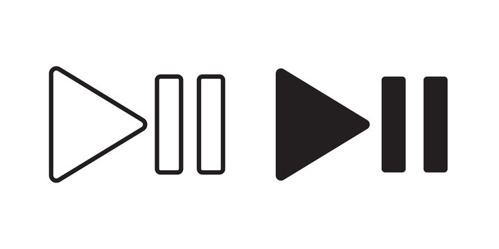 Play pause icon flat outline in black