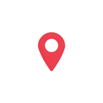 Minimalist red map pin pointer icon, location marker symbol for navigation, travel destination, and tracking vector graphic.
