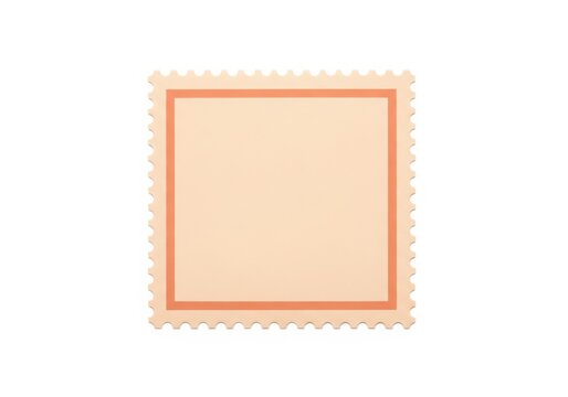 Simple vintage style postage stamp with red border and perforated edges