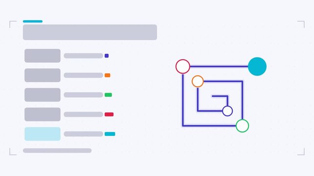 Animated spiral progression infographic in a modern flat vector style, levels highlighting in a smooth 4K loop. Blank text placeholders and blue and azure accents sit on a bright light background so h