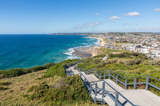 Merewether beach view from headland - Newcastle NSW Australia