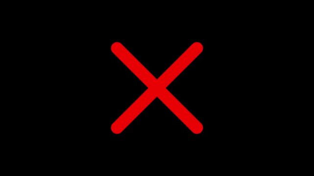 Red x mark animation for error and denial alerts